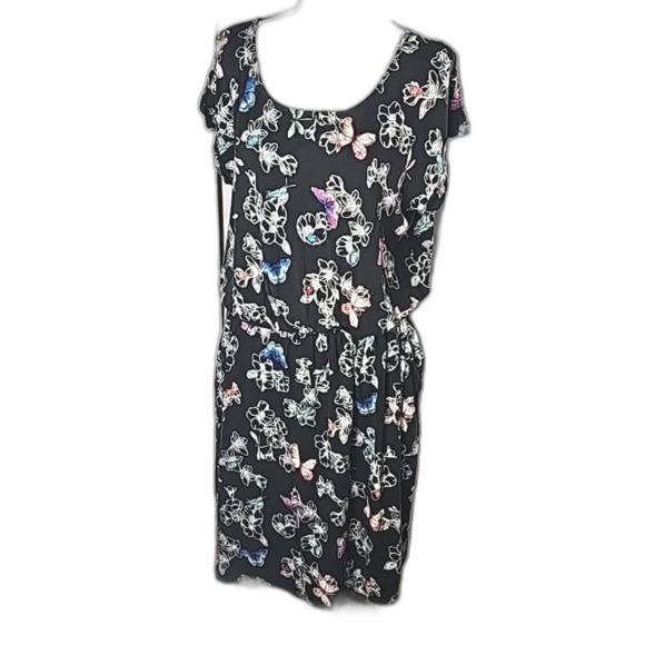 Midi Dress by APT9 Multicolor Size Large  Butterflies and Dragonflies side pocke - Picture 1 of 8